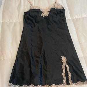 Sexy silk slip with blush lace